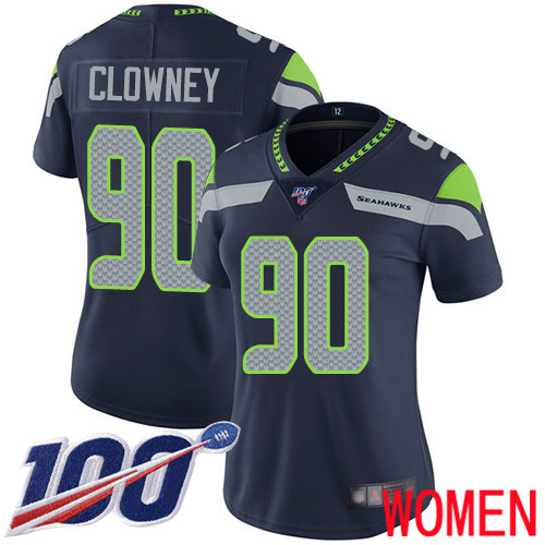 Seattle Seahawks Limited Navy Blue Women Jadeveon Clowney Home Jersey NFL Football #90 100th Season Vapor Untouchable->women nfl jersey->Women Jersey